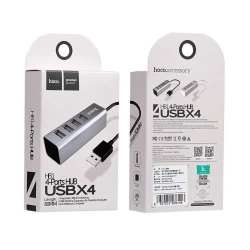 HOCO Hub USB HB1 con 4 Porte - Nero