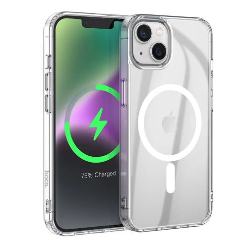 HOCO Cover MAGNETIC per APPLE iPhone 14 Plus e iPhone 15 Plus da 6.7" con Ricarica MagSafe - Trasparente