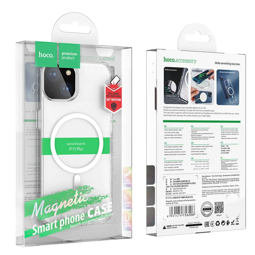 HOCO Cover MAGNETIC per APPLE iPhone 15 Plus da 6.7" con Ricarica MagSafe - Trasparente
