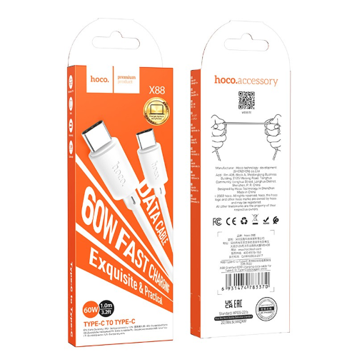 HOCO X88 Cavetto Type-C to Type-C da 1 Metro - Bianco