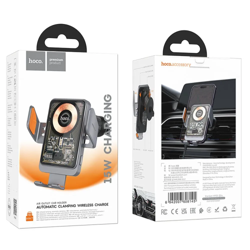 HOCO HW7 Supporto Auto con Ricarica Wireless da Bocchette Arezione 