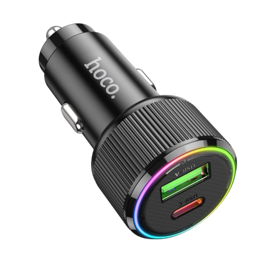 HOCO NZ14A Caricabatteria da Auto con Ingresso Type-C PD 38W e USB-A QC 3.0