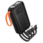 HOCO J151 Power Bank da 10000mAh 10W con Cavo Integrato USB-C, Lightning e MicroUsb e LED Indicatore Ricarica % - Nero