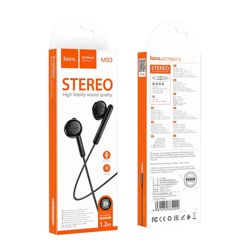 HOCO M93 Auricolare a Filo con Jack 3.5 e Cuffiette a Capsula - Nero