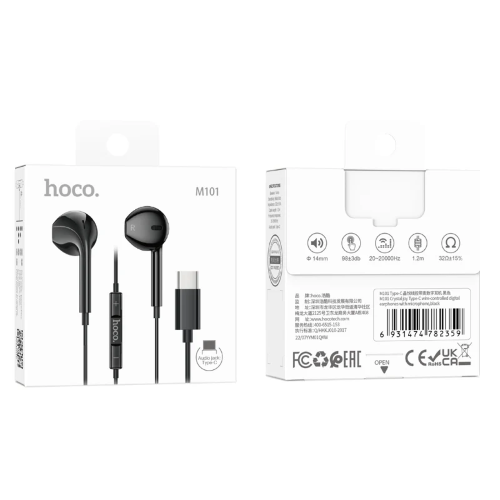 HOCO M101 PRO Auricolare a Filo con Connettore Type-C e Cuffiette InEar - Bianco
