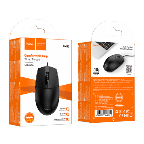 HOCO GM50 Mouse a Filo - Nero