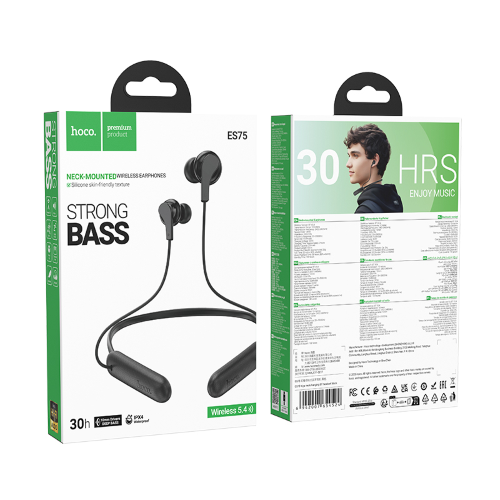 HOCO ES75 Auricolare Bluetooth Wireless da Collo con Cuffiette InEar e Bluetooth 5.4 - Nero