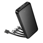 HOCO J163 Power Bank da 10000mAh 10W con Cavo Integrato USB-C, Lightning e MicroUsb - Nero
