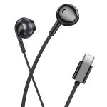 HOCO M115 Auricolare a Filo con Connettore Type-C, Cuffiette a Capsula e Cavo Piatto - Nero