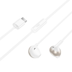 HOCO M115 Auricolare a Filo con Connettore Type-C, Cuffiette a Capsula e Cavo Piatto - Bianco